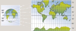 Carte du monde, projection Mercator